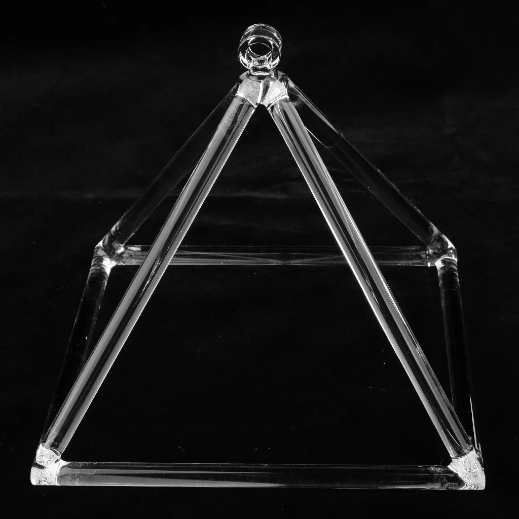 Transparent 7inch Quartz Crystal Music Singing Pyramid D Root for Meditation Relaxation