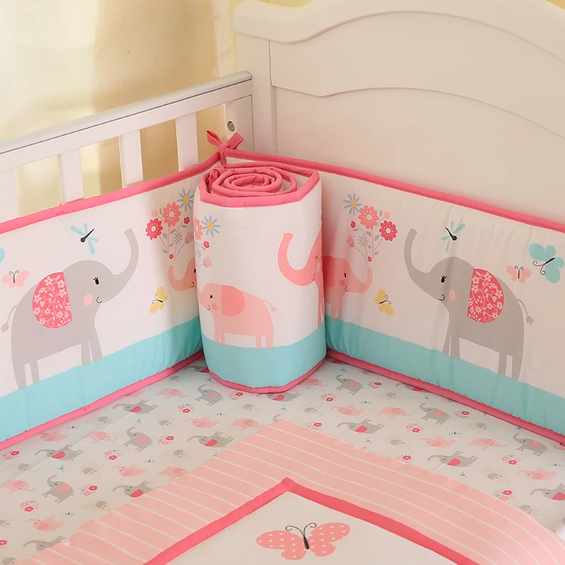 Baby Bedding Set Cartoon Animals Comforter Crib Sheet Crib Skirt Crib Bumper Simple  Baby Bedding Set