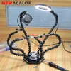NEWACALOX Soldering PCB Board Holder Helping Hands USB 3X LED Magnifier Welding Smoking Fan Third Hand Tool Soldering Stand ► Photo 1/6