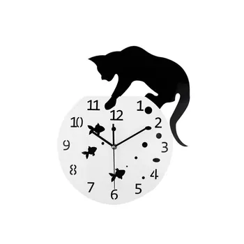 

1Pc Wall Clock Delicate Cat Fish Tank Design Simplicity Creative Mute Clock Wall Hanging Clock