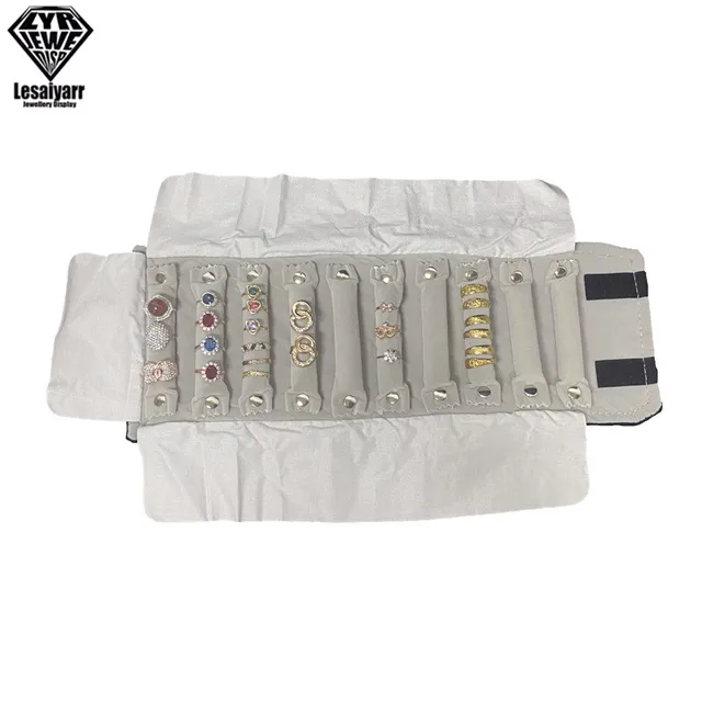 Sac en rouleau de bijoux, étui de transport Portable, organisateur en velours noir, boîte de rangement multifonctionnelle pour colliers, bagues, boucles d'oreilles, vente en gros