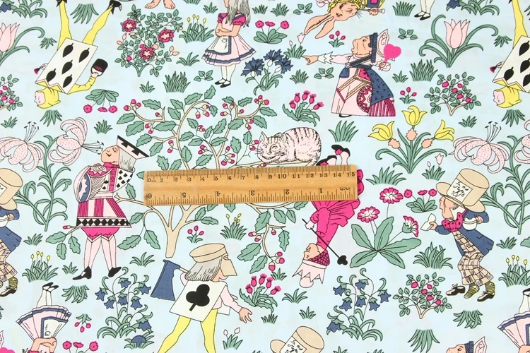 140*50 см Alice Rabbit хлопковая ткань детская рубашка для девочек шляпа юбка Diy ручной работы дизайнерское постельное белье домашний кошелек из ткани одеяло