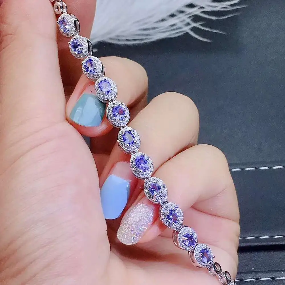 Танзанит браслет Бесплатная Доставка из натурального TanzaniteBracelet для мужчин или