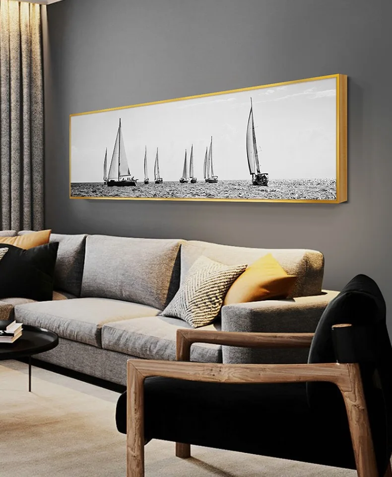 

Abstract Oil Painting Print on Canvas View of the Sea Sailboat Print Canvas Painting Wall Art Picture Painting for Home Decor