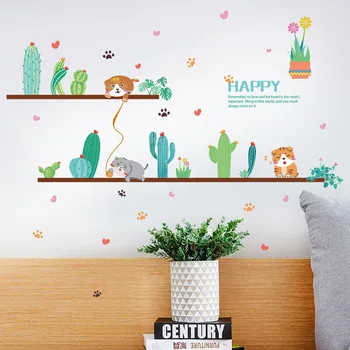 

vivid garden potted plants cactus wall stickers for kids rooms window wardrobe kitchen home decor pvc wall decals diy mural art