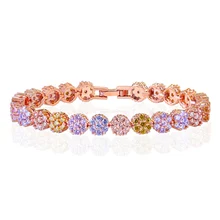 MOONROCY розовое золото цвет CZ Браслеты Красочные Богемия кубического циркония ювелирные браслеты оптом для женщин подарок дропшиппинг