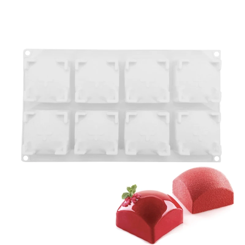 

Silicone 8 Cavity Squared Sphere Shape Cake Baking Mold For Cakes Dessert Pastry Mould Decorating Bakeware Tools