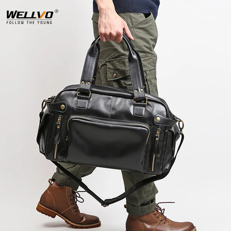 Men Leather Black Briefcase Business Handbag Messenger Bags Male Vintage  Shoulder Bag Men's Large Laptop Travel Bags - AliExpress