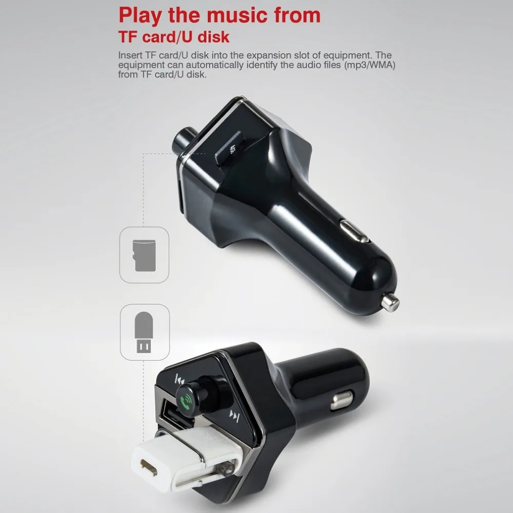 Портативный Bluetooth автомобильный комплект громкой связи fm-передатчик MP3-плеер двойной зарядное устройство USB TF/U диск музыкальный инструмент, прямые поставки