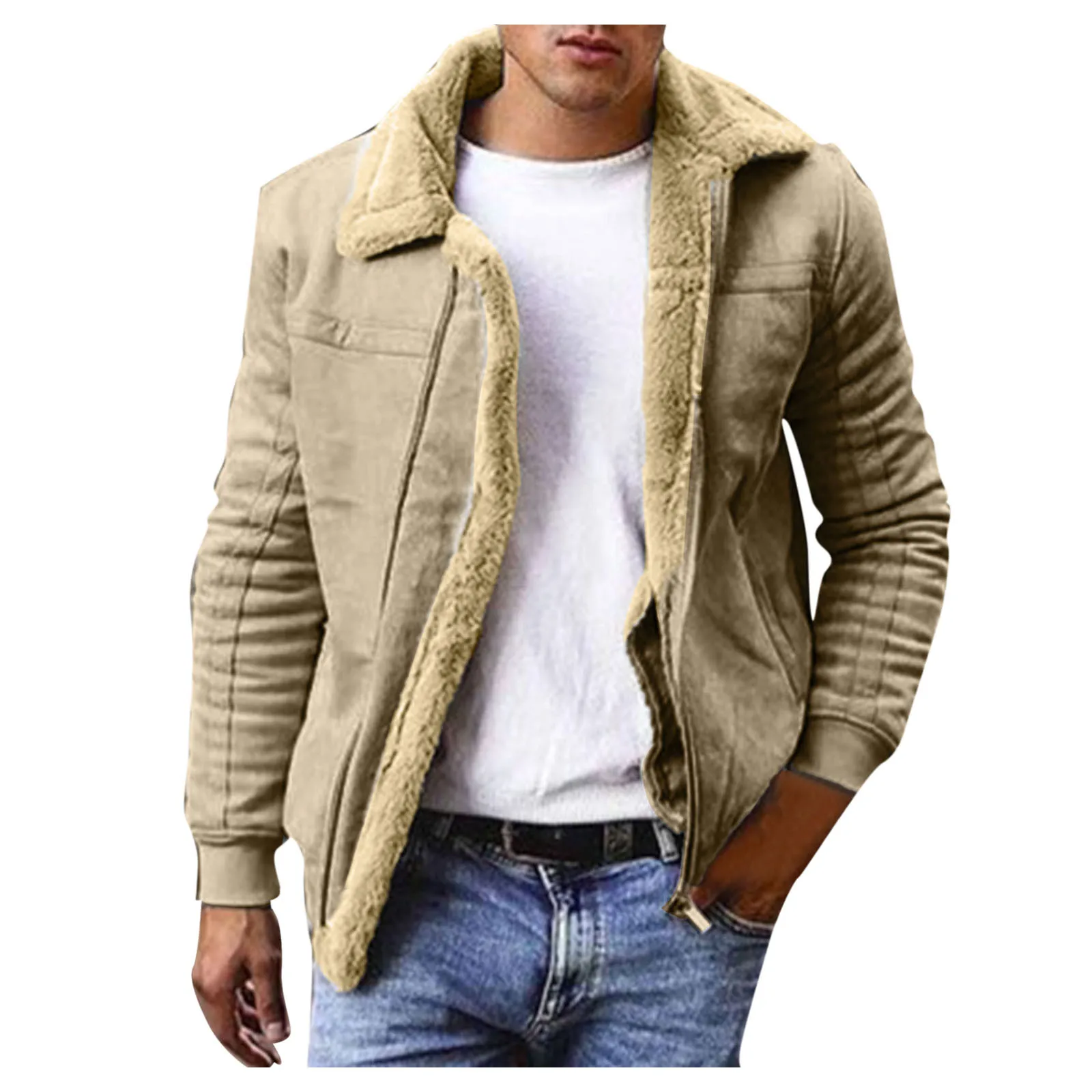 Men's Casual Cardigan Tops Solid Color Zipper Wool Long Sleeve Turn-down Collar Coat Comfy Simple High Quality Coat Куртки 2021 2