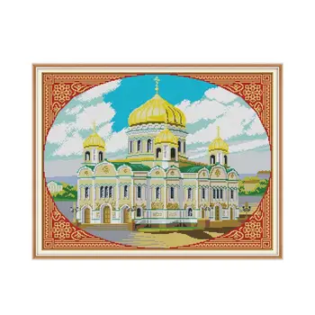 

Cathedral Counted Cross Stitch Set Kits for Embroidery 14CT 11CT DIY Handmade Needlework Print on Canvas DMC Threads Home Decor