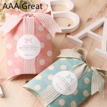 

50Pcs/Lot Present Boxes Packaging Paper Box Bags Kraft Paper Gift Bag Dots Candy Christmas Chocolate Decorations Birthday Snack