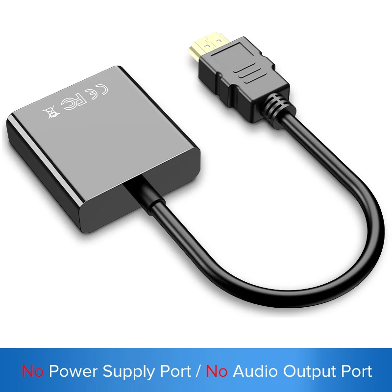 SUPTEC адаптер hdmi-vga конвертер 1080P HDMI цифровой аналоговый видео аудио кабель для ноутбука PS3 PS4 tv Box PC HD tv проектор - Цвет: Black-001