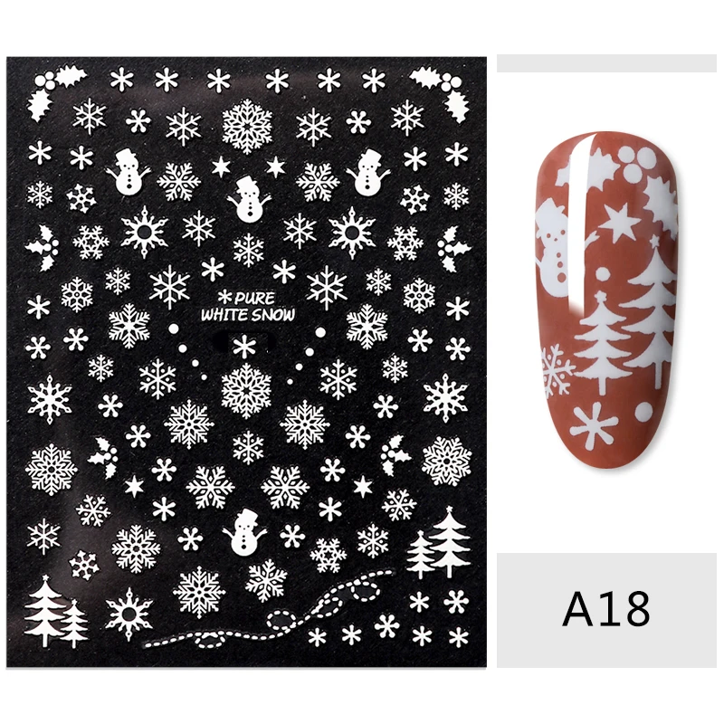 1PC Christmas 3D Nail Art Stickers Decal Slider Santa Claus Snowman Decoration Manicure Nail Wraps Women DIY Nail Art Sticker - Цвет: HHS08260