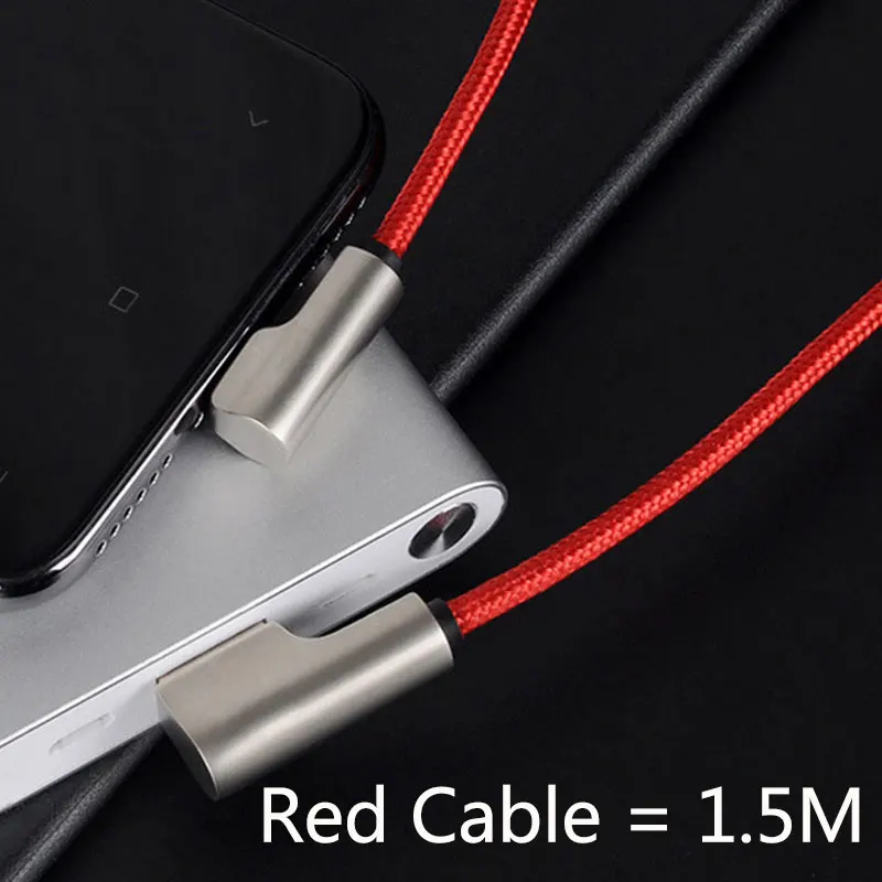 Зарядный кабель для iPhone X 8 7 6 2.4A Быстрый USB TYPE C зарядный кабель для huawei Xiaomi цинковый сплав изогнутый угловой игровой кабель - Цвет: 1.5M