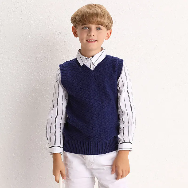 

2019 Autumn And Winter Knitted Children Cashmere Wool Vest Big Boy Pullover V-neck Waistcoat BOY'S Waistcoat for Girls Baby