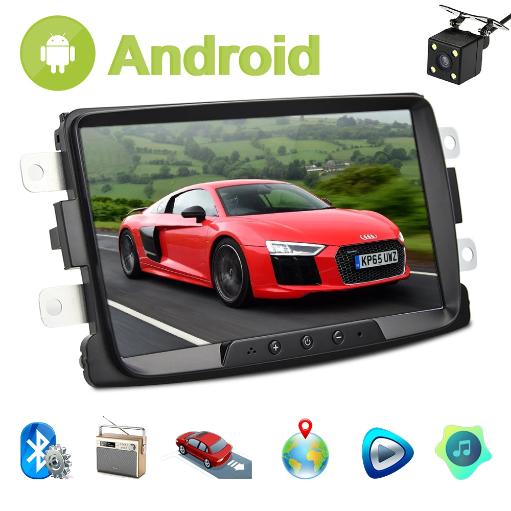 Pdofo 2 Din Android 8.1Car gps Радио авторадио FM Vehcle Зеркало Ссылка 2din мультимедиа DVR плеер для Duster/Sandero/Logan/Dokker