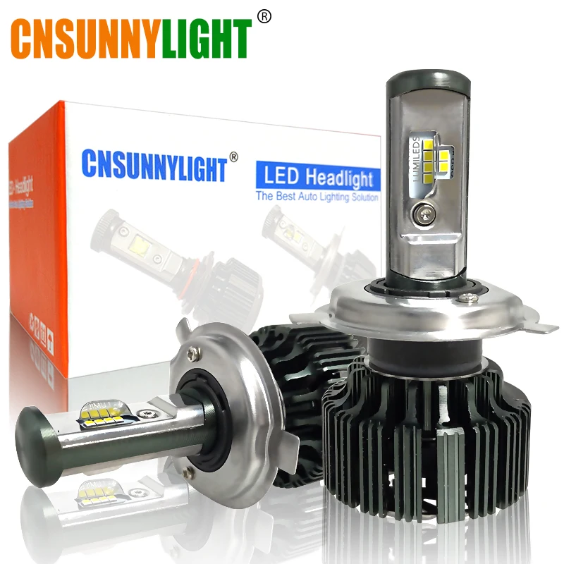 CNSUNNYLIGHT H11 Светодиодный H7 H4 H13 9005/HB3 9006/HB4 H1 комплект автомобильных фар 6000K лампы CSP
