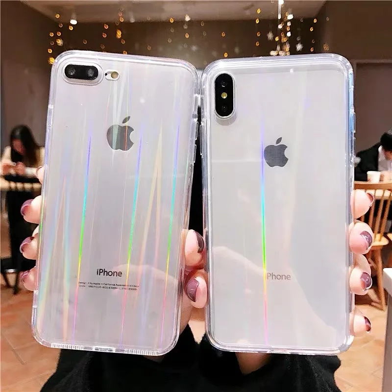 magsafe charger amazon Gradient Rainbow Laser Case For iPhone 13 12 Mini SE 2020 11 Pro X XS Max XR 6 6S 7 8 Plus Transparent Clear Cover apple mag safe