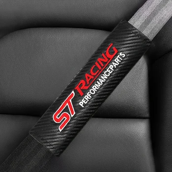 

2pc Car ST RACING logo Seat Belt Pads Seat Shoulder Strap Pad Cushion Cover for Ford Focus 2 3 ST RS Fiesta Mondeo Tuga Ecosport