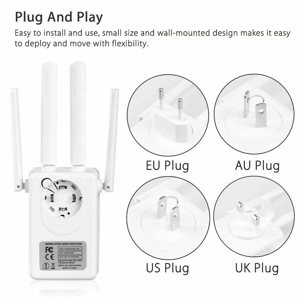 mesh wifi router PIXLINK WR09 Ban Đầu Không Dây Wifi Repeater Tốc Độ 300Mbps Đa Năng Tầm Xa Router Với 4 Ăng Ten AP/Router/Repeater 3in1 Chế Độ home wifi signal booster