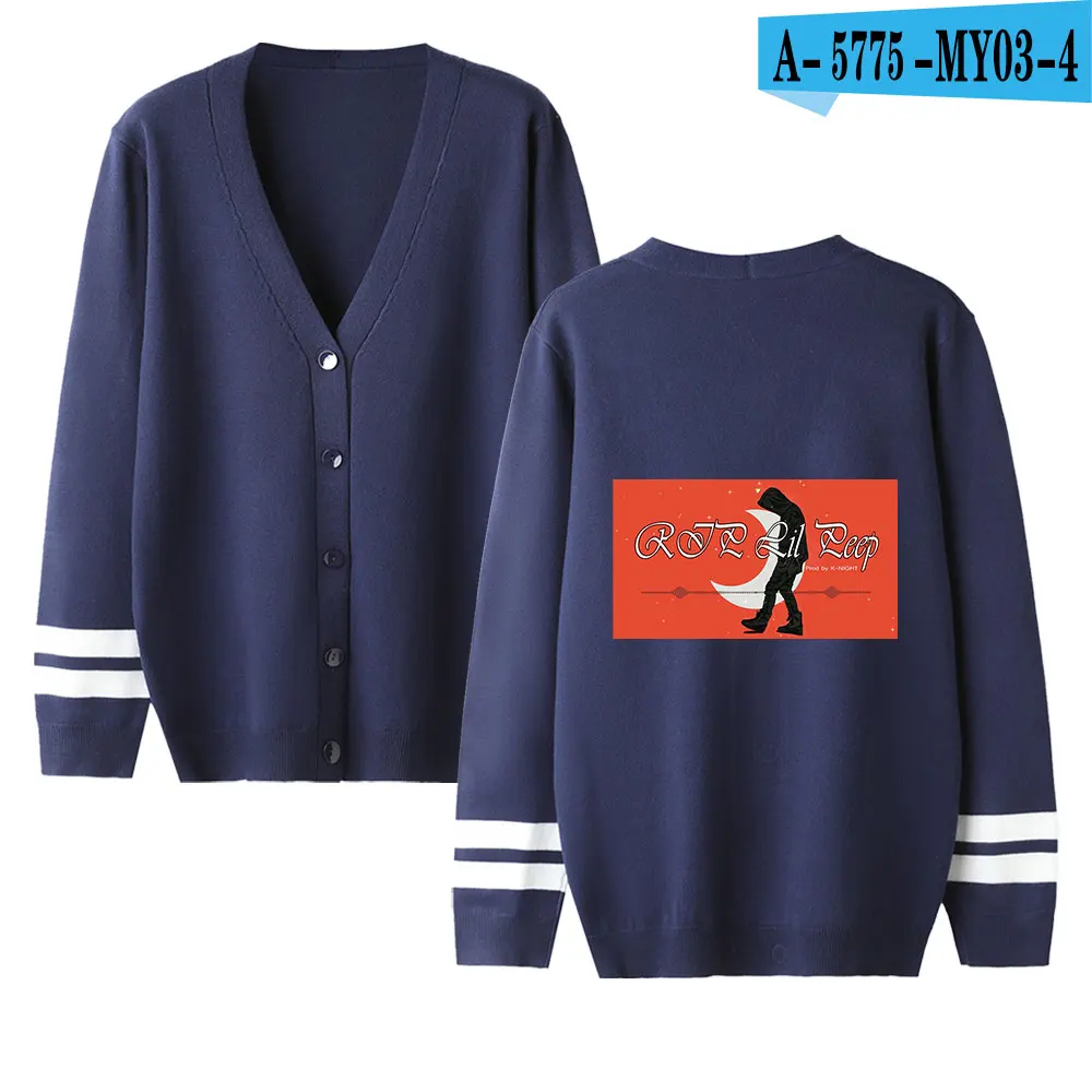 navyblue Lil открытый мужской свитер-кардиган/женский Aikooki горячий модный принт Повседневный свитер Харадзюку lil открытый популярный v-образный вырез свитер Повседневный Топ - Цвет: navyblue