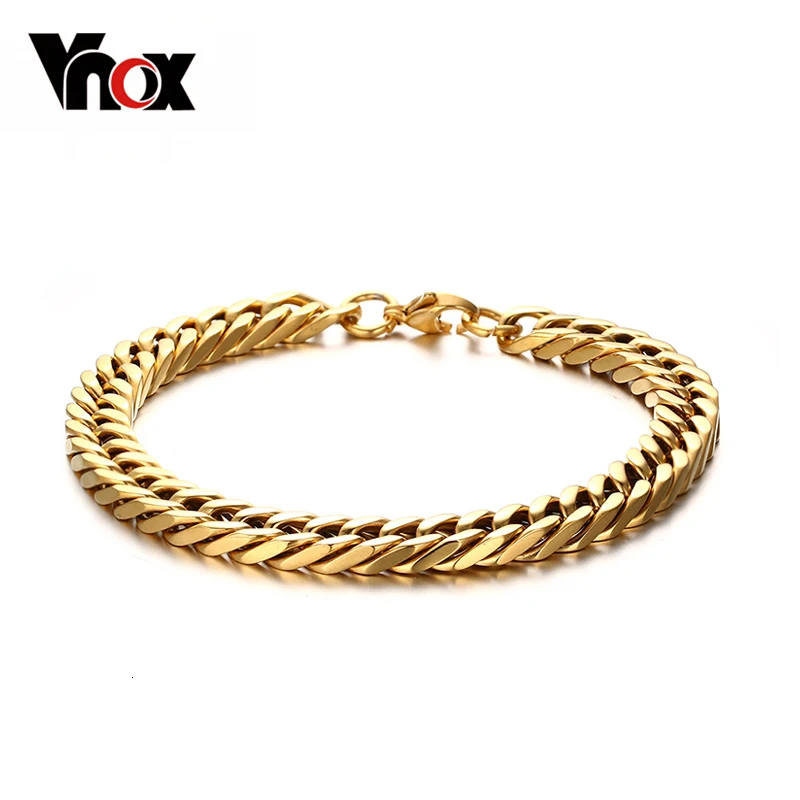 Vnox браслет-цепочка из нержавеющей стали длиной 8,5 дюйма для мужчин золотого и серебристого цвета
