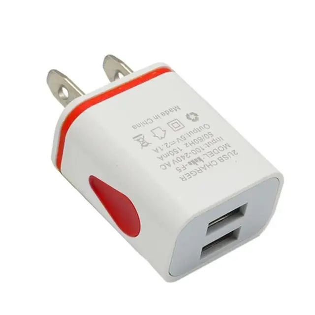 Phone Universal 2.1A 5V LED 2 USB Charger Fast Wall Charging Adapter US/EU Plug USB Charger For iPhone For Samsung For HTC US Plug red