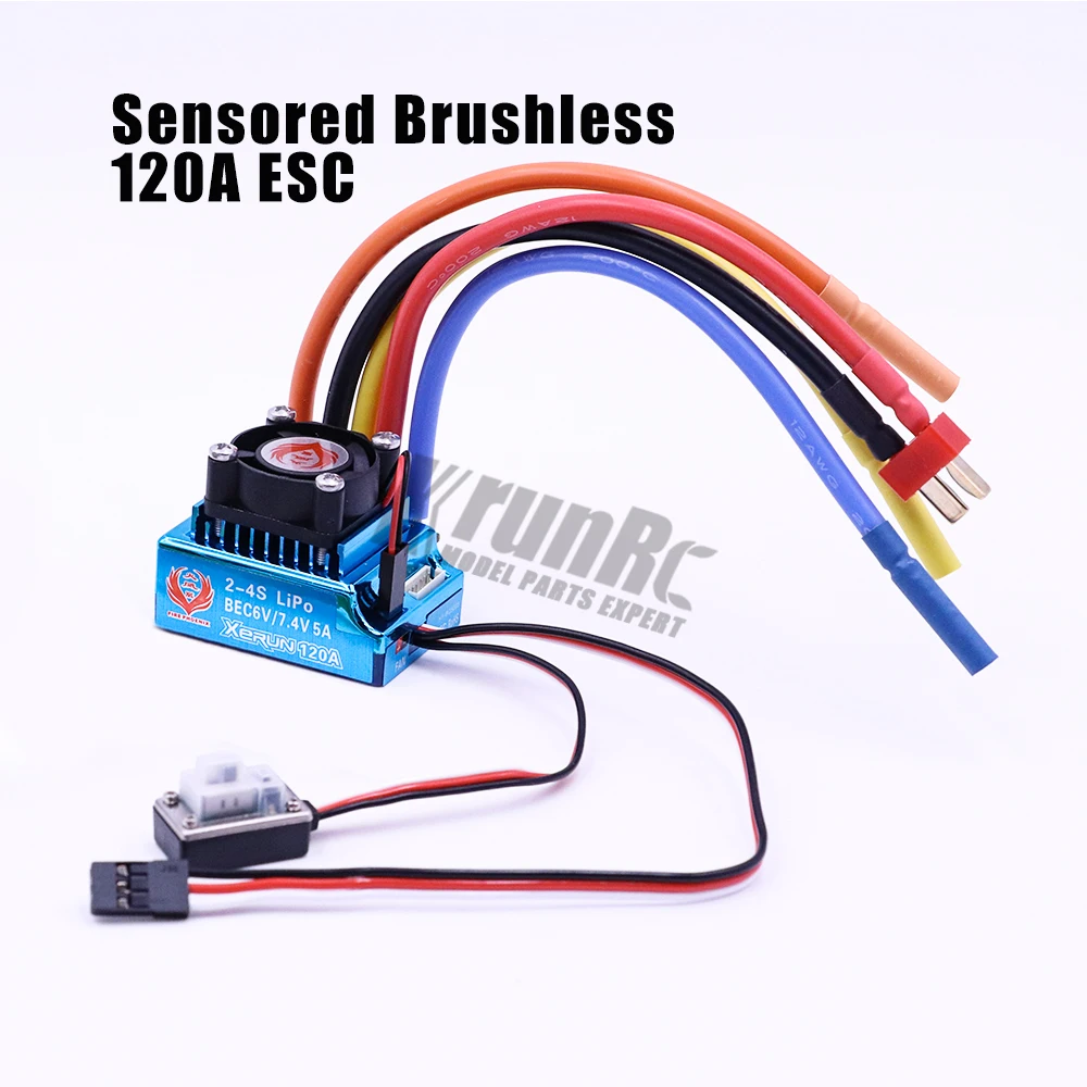 Fire Phoenix RC 10.5T17.5T 2P 120A сенсорный бесщеточный двигатель и ESC и светодиодный набор карт для 1/10 1/12 Buggy Touring Car - Цвет: 120A Sensored  ESC