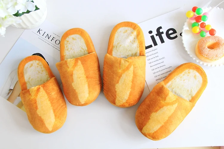 أنيمي الكرتون الخبز النعال محاكاة الخبز الرغيف الفرنسي أحذية جديدة الخبز  المنزل النعال لطيف لينة الخبز تأثيري الأحذية|أحذية| - AliExpress