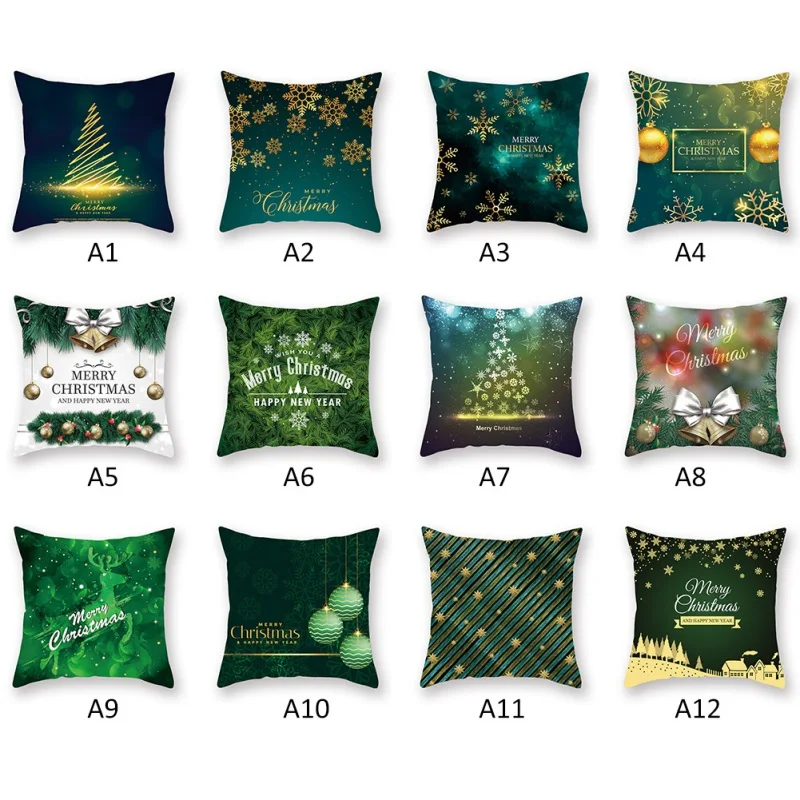 

Christmas Series Throw Pillow Cover Soft Peach Velvet Decorative Pillowcase With Zipper Holiday Home Decorations