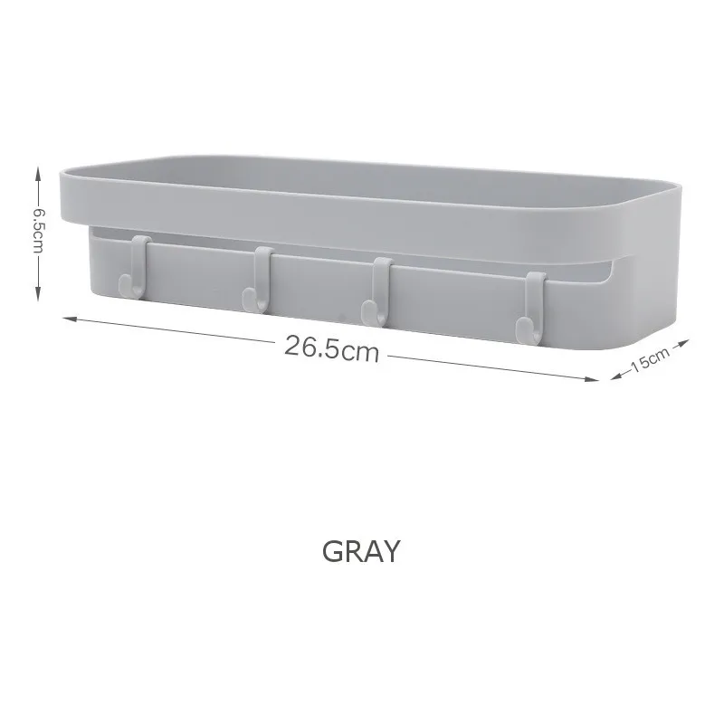 Gray Полка для ванной комнаты, клейкая стойка для хранения, настенное крепление для кухни, украшение для дома, душевая полка, стеллаж для хранения, органайзер, аксессуары - Цвет: Gray