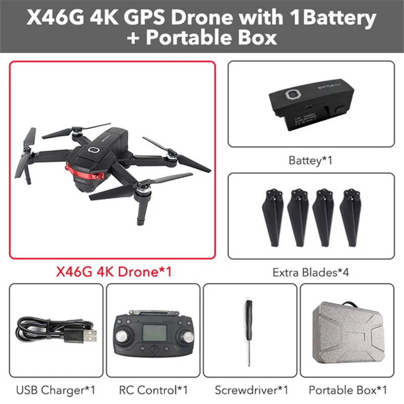 X46G-4K 5G Wi-Fi FPV gps с 4K телевидение широкоугольная двойная камера бесщеточный складной Радиоуправляемый Дрон Квадрокоптер RTF - Цвет: 1B with Box