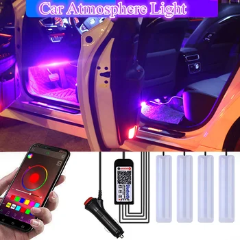 

Led Car Foot Ambient Light With USB Cigarette Lighter Backlight Music Control App RGB Auto Interior Decorative Atmosphere Lights