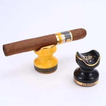 

Cohiba Cigar Holder 35*45mm Portable 2pcs Ceramic Cigar Stand Display Travel Cigarette Ashtray with Gold Side Cigars Accessories