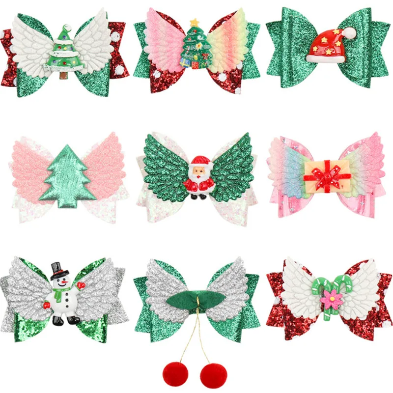 mixed all designs 10 шт./лот мультфильм шпильки заколка для волос дети девочки блестящие рождественские заколки для волос Санта Клаус заколка в виде снеговика аксессуары для волос - Цвет: mixed all designs