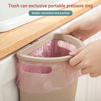 

Hanging Trash Can Without Cover Bin Under Kitchen Sink Plastic Wastebasket Over Cabinet Door with Top Ring To Fix Garbage Bag