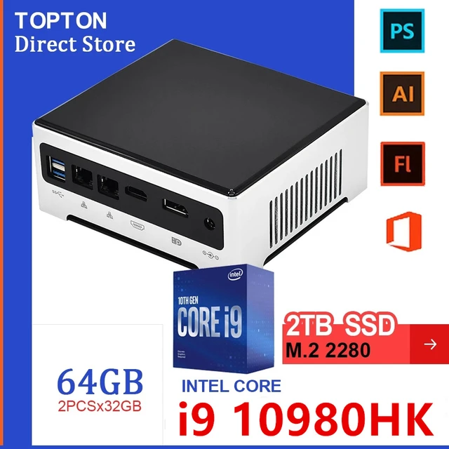 Mini Pc 10th Gen Intel i9-10880H Windows 10 2*DDR4 2*M.2 2*Lan WiFi