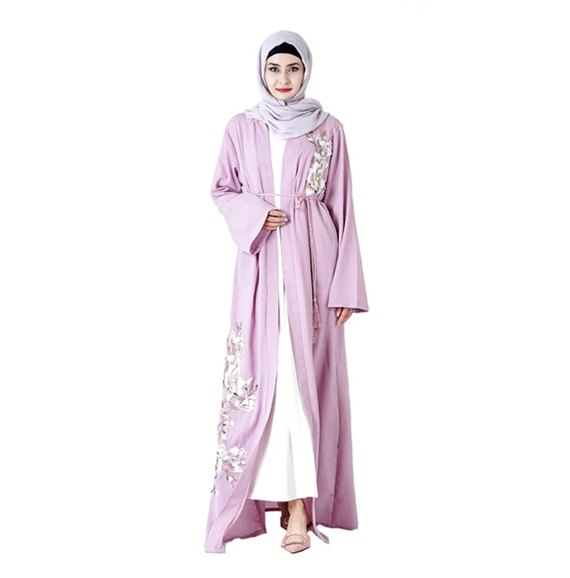 purple pink Abaya Дубай вышитый кардиган Дубай халаты длинные платья одежда Abu Dhabi Годовая тема встречи события сценические выступления - Цвет: purple pink