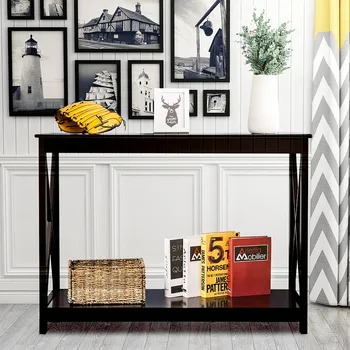 

Fashionable Modern Simple Wooden X-type Home Entrance Cabinet Durable Smooth Surface Hall Living Room Table High-quality Brown