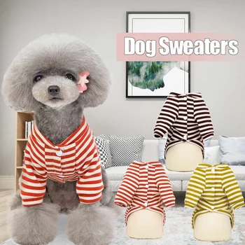 

Red Striped Pet Dog Sweater Jumpsuit Autumn and Winter Warm Pink Sweater Soft and Comfortable can be Washed Pet Supplies