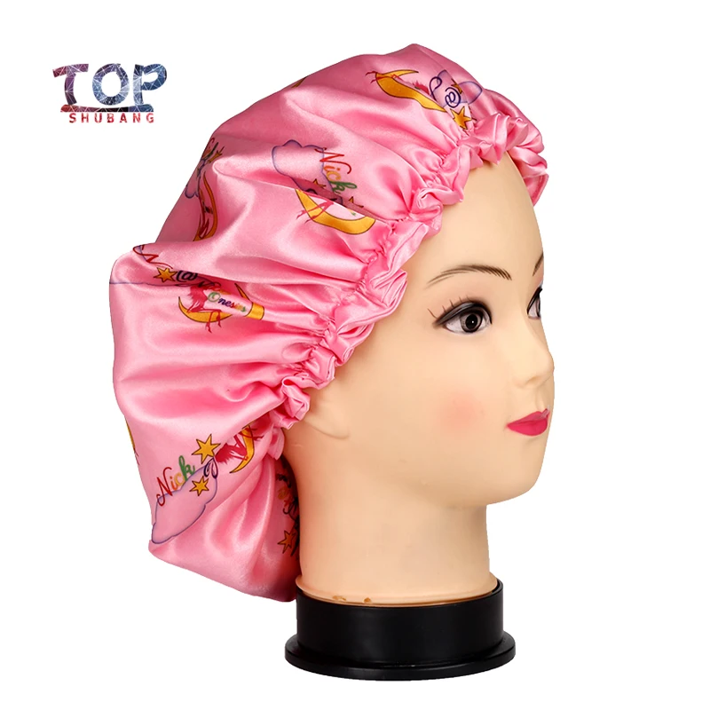 Подгонянный логотип bonnets 2 слоя атласный шелк женская шапочка для сна галстук забота девственные волосы удлинения парик волосы Чепчики для сна