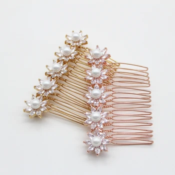 

Parmalambe Shiny Zircon Jewelry Bridal Hair Comb Wedding Silver Hair Accessory For Women Gold Hair Clip Pearl Pins High Quality