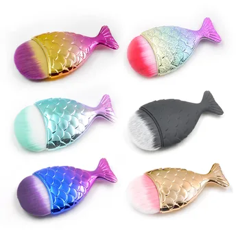 

1pc Professional Mini Mermaid Brushes Black Small Fish Pincels Maquiagem Contour Makeup Brush Blusher Pincel Sereia Brushes