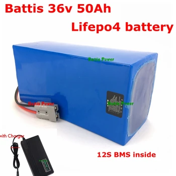 

36V 50Ah Lifepo4 40Ah bateria Lithium iron phosphate battery pile Electric Bike scooter power 2000w motor BMS + 10A Charger