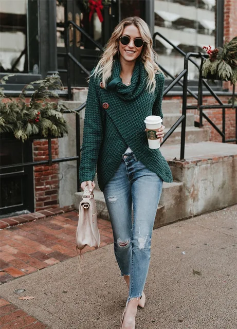 Cardigan Woman Sweaters Turtleneck 