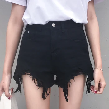 

Black Short Jeans Women Summer Loose Wide Leg Denim Shorts Jeans For Women High Waist Ripped Short Jeans