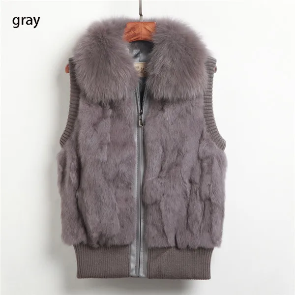 gray Новинка, модный подлинный меховой жилет с лисьим мехом, женская меховая жилетка, женская одежда, сохраняющая тепло, различные цвета, шуба - Цвет: gray