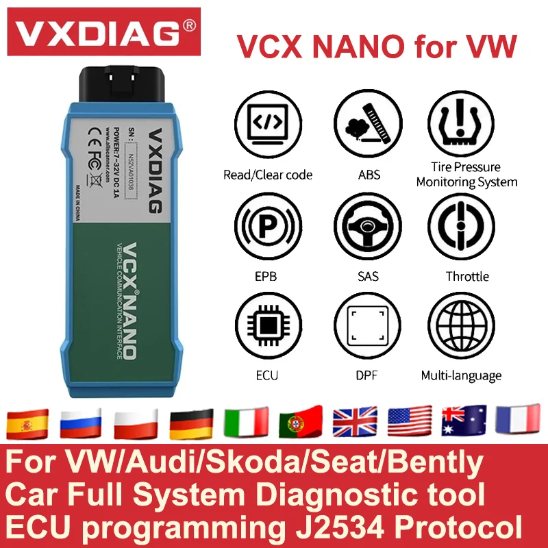 Диагностический сканер VXDIAG VCX NANO для VW инструмент полной диагностики автомобиля