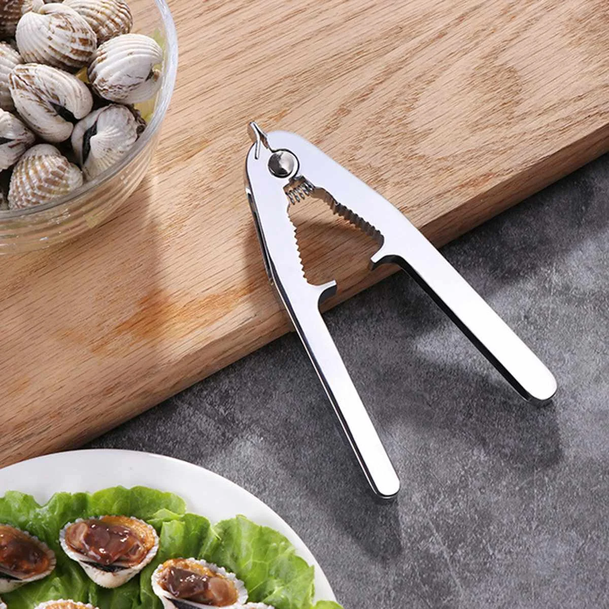 Multifunctional Clam Clip Zinc alloy Opener Plier Seafood Clamp Automatic Spring Design Food Clip Kitchen Tool